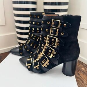 & Other Stories Black Ankle Boots with Gold Buckles